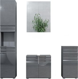 Vicco Conjunto De Muebles De Ba&ntilde;o Freddy, Antracita Alto Brillo, 4 Piezas