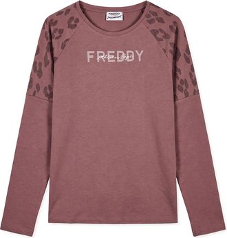 Freddy T-shirt Donna Manica Lunga Inserti Leopardati