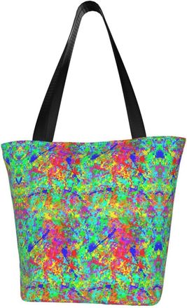 AOOEDM Tote Bag Paint Splatter Grunge Shopping Bags Small Reusable Market Bag Beach Tote Bags Travel Totes