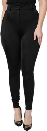 Dolce & Gabbana Womens Black Nylon High Waist Slim Fit Pants Elastane