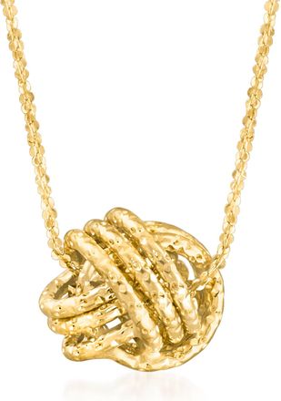 Ross-Simons Italian 14kt Yellow Gold Textured Love Knot Necklace