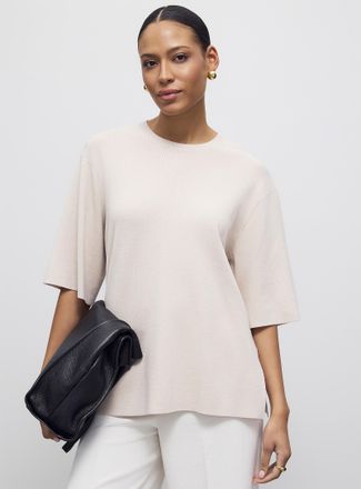 Contemporaine Womens Side slits loose ultra-soft sweater