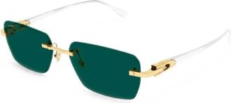 Cartier Rechthoekige Zonnebril - Heren - Accessoires - Geel - Maat: 55 MM