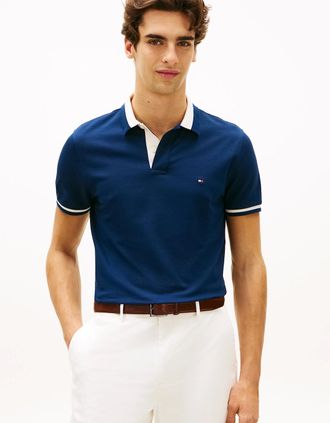 Tommy Hilfiger Mens Tommy Hilfiger Contrast Collar Block Regular Fit Mens Polo - Carbon Navy - Size: 40