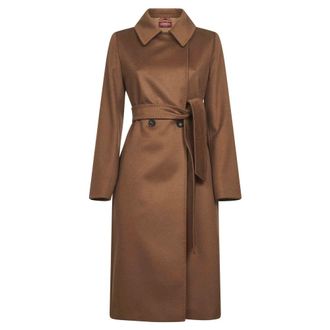 Max Mara Belted Coats, female, Brown, Size: XS Bcollag Long Coat