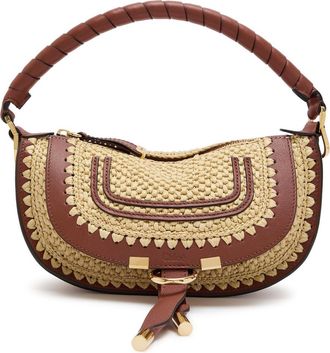 Chlo&eacute; Marcie Mini Raddia and Leather Cross-body bag - Brown - One Size