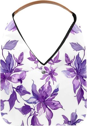 Generic Purple Floral Painting Reusable Lightweight Grocery Bags - Foldable Into Compact Pouch, Washable & Sturdy, Multipurpose for Shopping and Travel