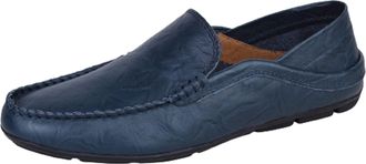 Generic Mens Mens Loafers Shoes Stitching Details Genuine Leather Breathable Round Toe Flexible Flat Heel Slip Resistant Comfortable Lightweight Prom(Brown,10