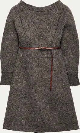 Prada Seamed High-Neck Wool Sweater Dress