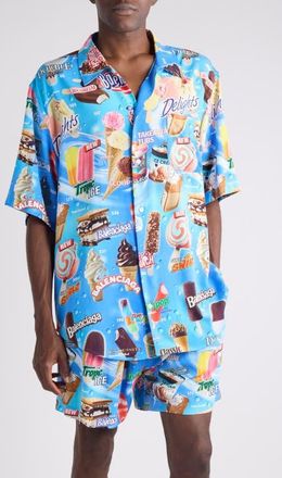 Balenciaga Sweet Treats Button-Up Shirt in 4011 Blue at Nordstrom, Size 36 Us