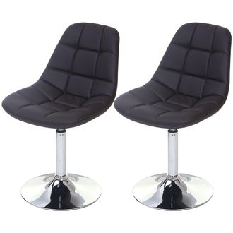 Hhg Juego De 2 Sillas De Comedor Hhg 837, Silla Giratoria, Cromo, Polipiel Marr&oacute;n