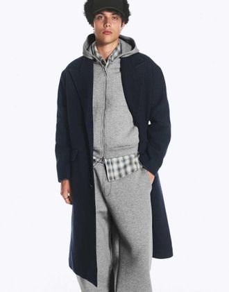 Weekday Cappotto in misto lana blu navy m&eacute;lange