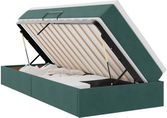 vidaXL Storage Bed with Mattress Dark Green 100 x 200 cm Velvet vidaXL