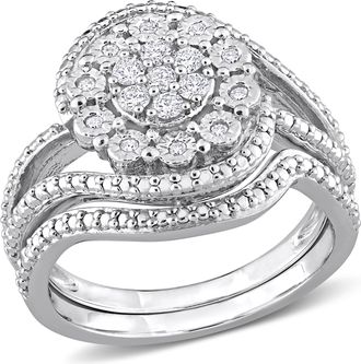 Mimi & Max 1/4ct TW Diamond Vintage Bridal Set Sterling Silver