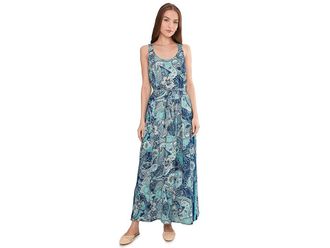 Liverpool L.A. Sleeveless Woven Maxi Dress With Self Belt Womens Dress Aqua Blue : SM, Viscose