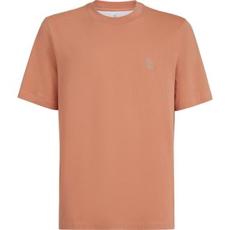 Brunello Cucinelli Jersey T-shirt with logo in Apricot at Nordstrom, Size Xxx-Large Eu