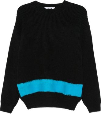 Msgm Zwarte Herentrui - Heren - Ronde hals truien - Zwart - M - Truien & Vesten