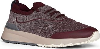 Brunello Cucinelli Mens Runners Techno Cotton Stone-Burgundy Trainers Sneaker
