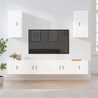 vidaXL Vidaxl - Set De Muebles Para Tv 6 Piezas Madera Contrachapada Blanco
