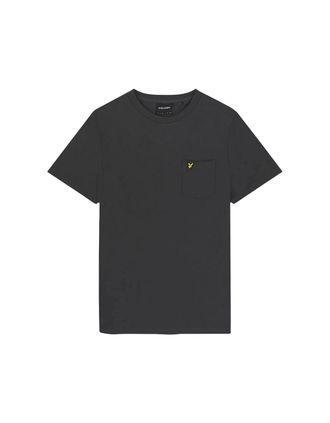 Lyle & Scott Mens Lyle & Scott Plain Pique Pocket Gunmetal T Shirt - Black - Size: 36