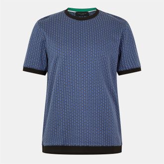 Ted Baker Heren Ted Baker Regular Fit Geografische Print Crewneck T-Shirt in Donkerblauw