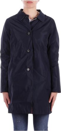 Barbour Blauwe Reversible Jas Logo Voorkant Knoop - Dames - Parka Jassen - Blauw - XS - Polyester - Jassen