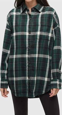 tentree Fernwood Flannel Shirt In Forest Pine/skyline Plaid