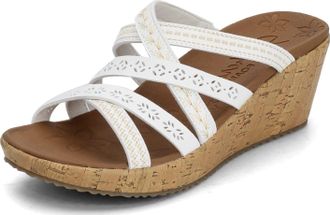 Skechers Womens Slide Wedge Sandal, White, 6.5 UK