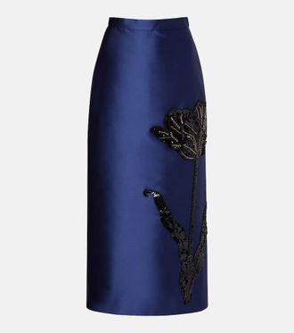 Erdem Gonna a tubino in twill con paillettes