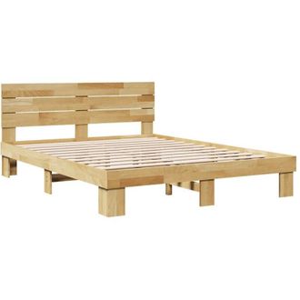 vidaXL Bed Frame with Headboard without Mattress 150x200 cm Solid Wood Oak vidaXL