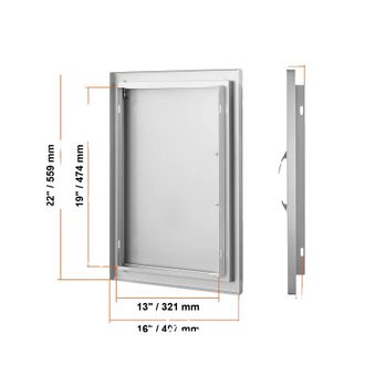 OEM Puerta De Acceso, Acero Inoxidable, Dise&ntilde;o Para Montaje En Pared, 16x22 Pulgadas, Color Plata