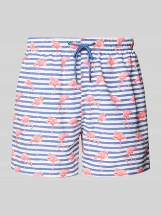 Mc Neal Badehose im Allover-Look mit elastischem Bund in Rauchblau, Gr&ouml;&szlig;e XXL