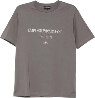 Emporio Armani Logo-print T-shirt met ronde hals - Heren - T-shirts - Grijs - 2XL - Katoen - Tops