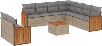 vidaXL Juego De Sof&aacute;s Jard&iacute;n Con Cojines Beige 10 Pzas Rat&aacute;n Sint&eacute;tico Vidaxl