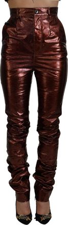 Dolce & Gabbana Metallic Bronze Hoge Taille Skinny Jeans voor Dames