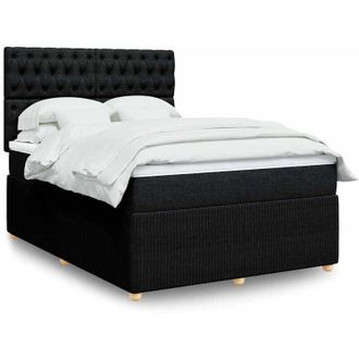 vidaXL Cama Box Spring Con Colch&oacute;n Tela Negro 140x190 Cm Vidaxl