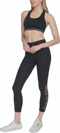 Calvin Klein Womens Performance High Rise 7/8 Leggings In Black/brandied Apricot