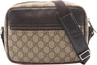 Gucci Pre-owned GG Plus Coated Canvas Shoulder Bag - Dames - Vintage Schoudertas - Beige - ONE Size - Leer - Vintage
