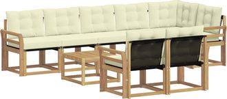 vidaXL Conjunto De Sof&aacute;s De Exterior 9 Uds. Blanco Y Crema Vidaxl