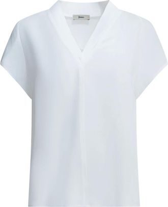 Herno Blusa a maniche corte con scollo a V - - Blouses & Shirts - Donna - Bianco - S