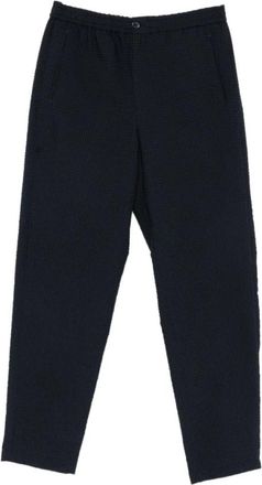 Emporio Armani Straight Trousers, male, Blue, Size: XL Icon Technical Seersucker Trousers