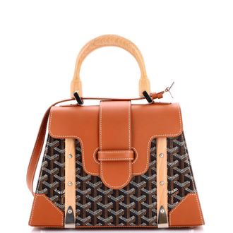 Goyard Saigon Top Handle Bag Coated Canvas with Leather PM