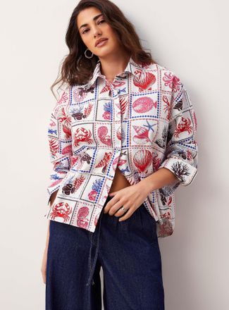 Icone Womens Touch of linen oversized shirt