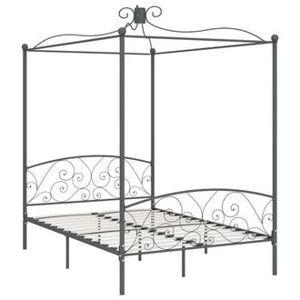 Berkfield Home Canopy Bed Frame Grey Metal 140x200 cm