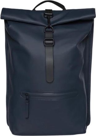 Rains Stijlvolle Rugzak met Polyester Coating - Heren - Rugzakken - Blauw - ONE Size - Polyester - Tassen