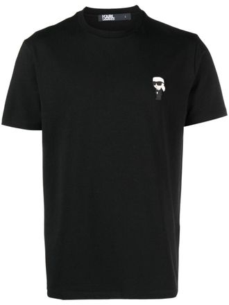 Karl Lagerfeld patch-detail cotton T-shirt - men - Cotton/Spandex/Elastane - S - Black