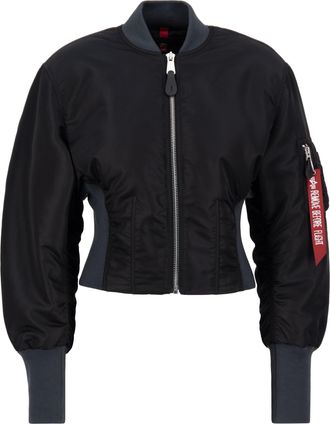 Alpha Industries Bomberjacke ALPHA INDUSTRIES Waisted MA-1 W, Damen, Gr. XL, schwarz, Obermaterial: 100% Nylon; Futter: 100% Nylon; F&uuml;llung: 100% Polyester, Jacken Bom