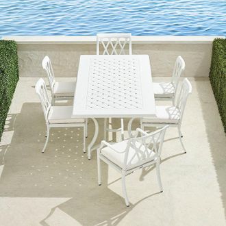 Frontgate Grayson 7-pc. Rectangular Dining Set in White Aluminum - Frontgate