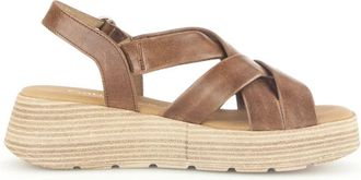 Gabor Bruine leren sandaal met sleehak - Dames - Sandalen - Bruin - 42 EU - Leer - Schoenen