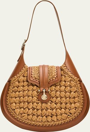 Giorgio Armani Small Raffia & Leather Hobo Bag